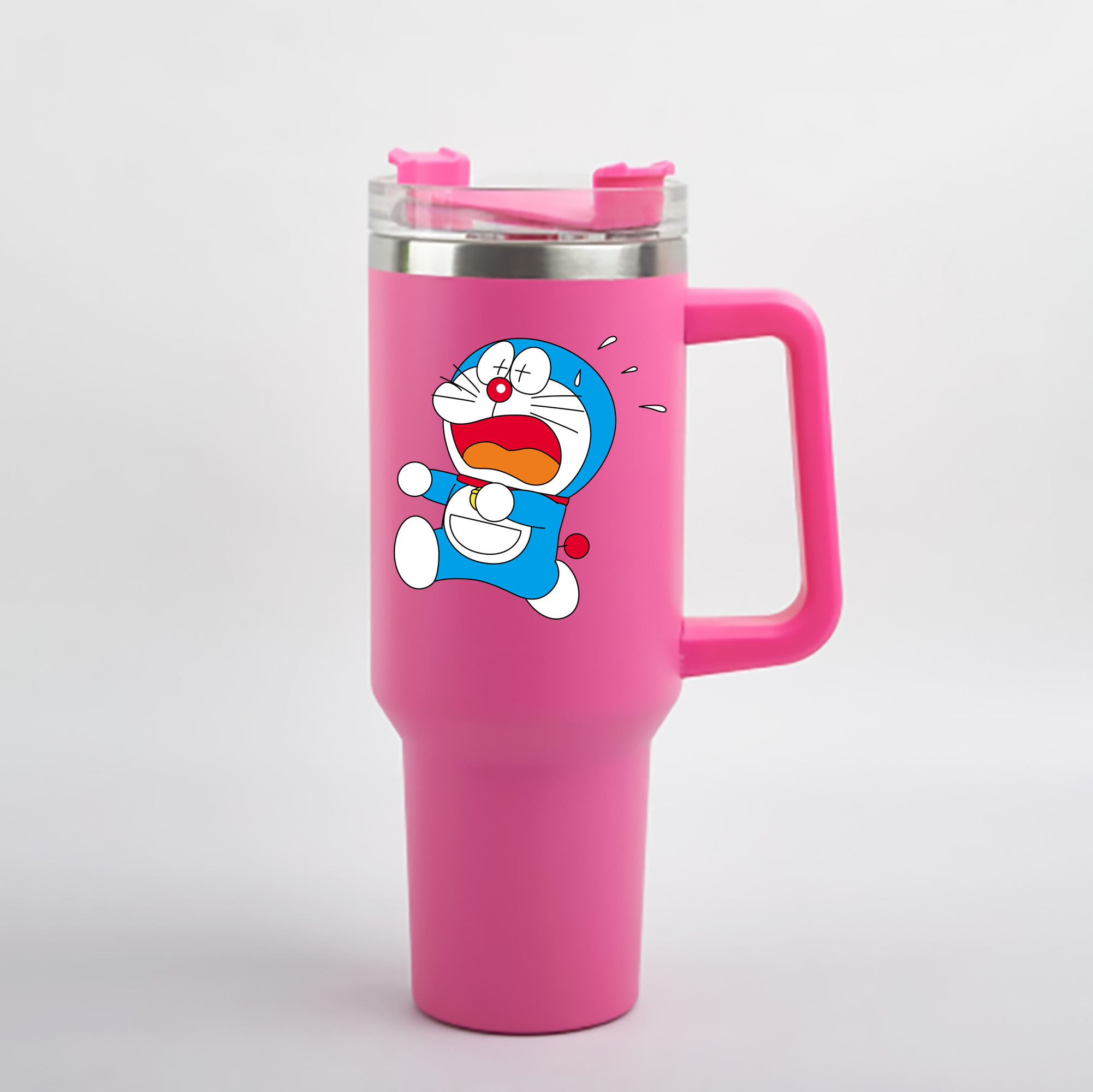 （画像用） ドラえもん Doraemon 1200mL車用タンブラー - クリスタルステッカー（プラスチックストロー付き）